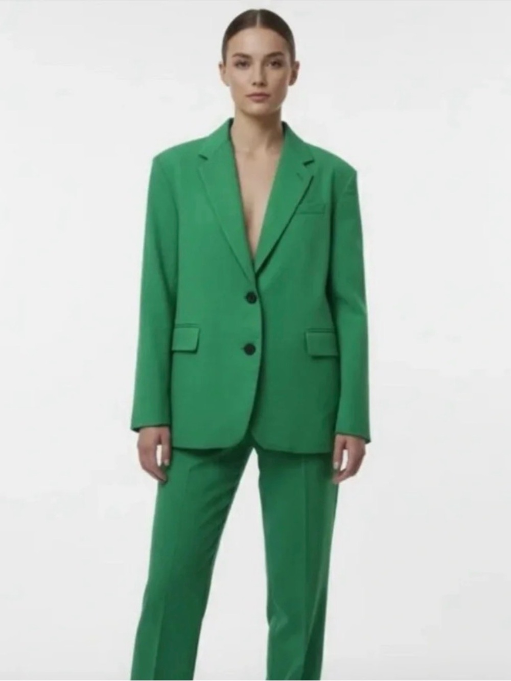 Aritzia Babaton Vogue Oversized Wool Blazer Green Size 3 L XL